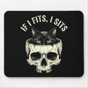 Tapis De Souris Si ça va je m'assois crâne de chat noir mème minim