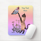 Tapis De Souris Siamese Cat Butterfly Personalized (Avec souris)