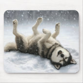 Tapis De Souris Siberian Huskey Making a Snow Angel (Devant)