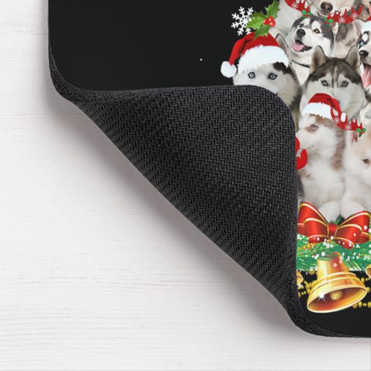 Tapis De Souris Siberian husky christmas tree lights dog (Coin)