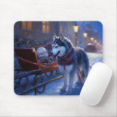 Tapis De Souris Siberian Husky Noël Saison Festive (Avec souris)