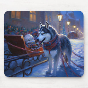 Tapis De Souris Siberian Husky Noël Saison Festive