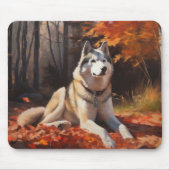 Tapis De Souris Sibérie Husky en automne Feuilles automne Inspire (Devant)