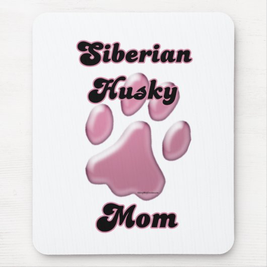Tapis De Souris Sibérie Husky Maman Pink Pawprint (Devant)