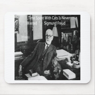 Tapis De Souris Sigmund Freud Dans Son Bureau & Citation de Chat D