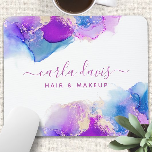 Tapis De Souris Signature Script Purple Blue Alcool Encre