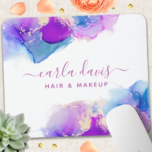 Tapis De Souris Signature Script Purple Blue Alcool Encre