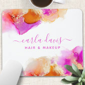 Tapis De Souris Signature Script Rose Orange Encre d'alcool