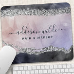 Tapis De Souris Signature Script Watercolor Purple Black Silver<br><div class="desc">Signature Script Watercolor Purple Black Silver Mouse Pad. Parfait pour un salon de beauté,  coiffeur,  maquilleur ou cosmétologue.</div>