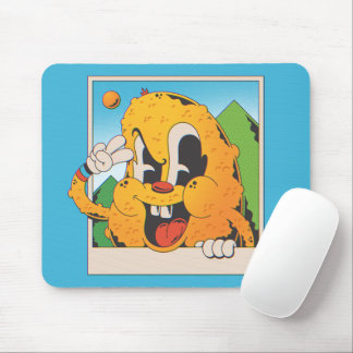 Tapis De Souris Signe de paix orange flou rétro dessin animé