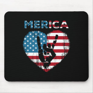 Tapis De Souris Signe de roche de Merica 4 juillet drapeau américa