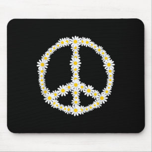 Tapis De Souris SIGNE Hippie Fleurs anti-guerre Logo Daisies Paix 