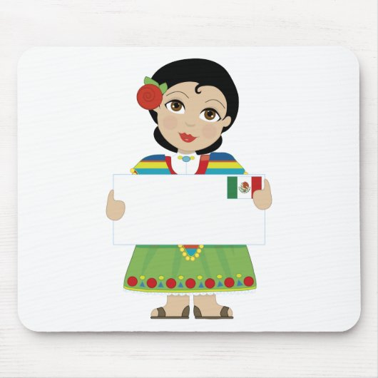 Tapis De Souris Signe mexicain de fille (Devant)