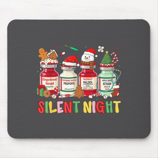 Tapis De Souris Silent Night Funny Nurse Christmas Design  (Devant)