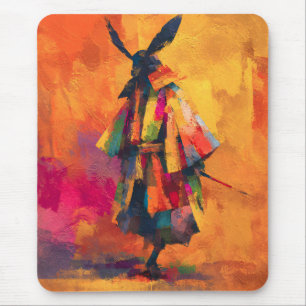 Tapis De Souris Silhouette Abstraite du guerrier de Samurai