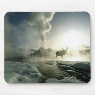 Tapis De Souris Silhouette au lever du soleil de l'élan au Castle