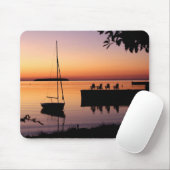 Tapis De Souris Silhouette couché de soleil sur le lac Mousepad (Avec souris)