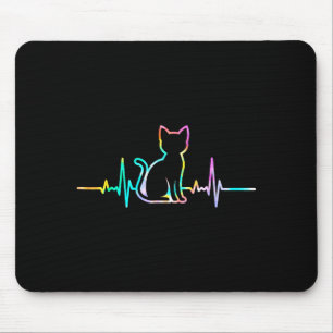 Tapis De Souris Silhouette d'animal amateur de chat avec rythme ca