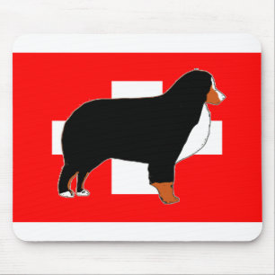 Tapis De Souris silhouette de bernois sur drapeau rouille