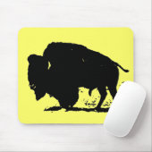 Tapis De Souris Silhouette de buffle noir et blanc (Avec souris)