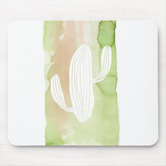Tapis De Souris Silhouette de cactus d'aquarelle verte (Devant)