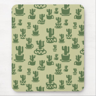 Tapis De Souris Silhouette de cactus succulent en tasses et pots