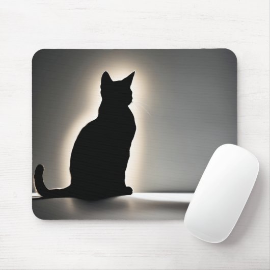 Tapis De Souris Silhouette De Chat Avec Luminosité D'Or (Avec souris)
