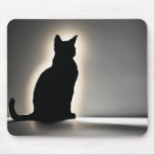 Tapis De Souris Silhouette De Chat Avec Luminosité D'Or (Devant)