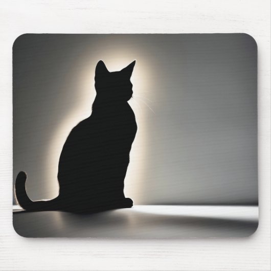 Tapis De Souris Silhouette De Chat Avec Luminosité D'Or (Devant)