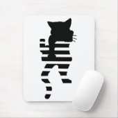 Tapis De Souris Silhouette de chat noir (Avec souris)