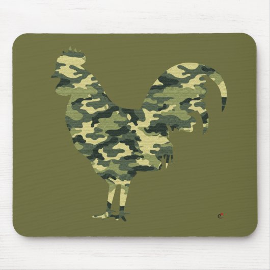 Tapis De Souris Silhouette de coq de camouflage (Devant)