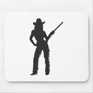 Tapis De Souris Silhouette de cowgirl occidentale