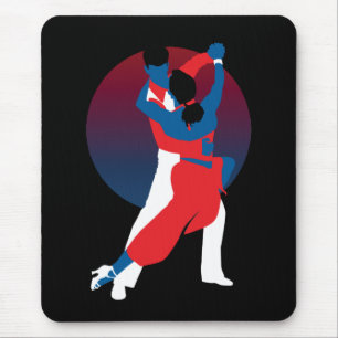 Tapis De Souris Silhouette de danse rouge et bleu - Danseurs de ta