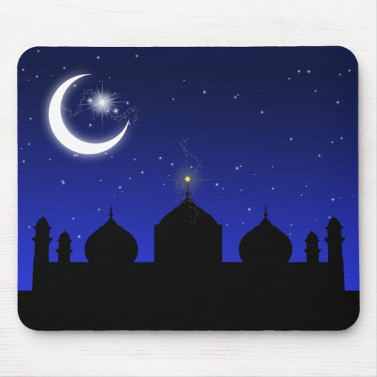 Tapis De Souris Silhouette de la mosquée la nuit - Mousepad (Devant)