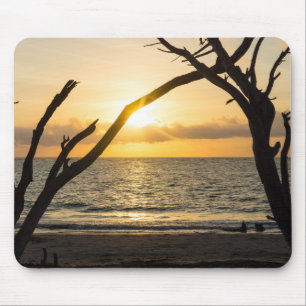 Tapis De Souris Silhouette de l'arbre de lever du soleil