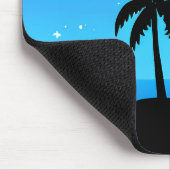 Tapis De Souris Silhouette de l'île tropicale avec lune et étoiles (Coin)