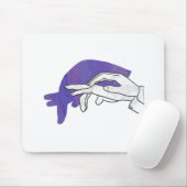 Tapis De Souris Silhouette de main Fourmilier Violet (Avec souris)
