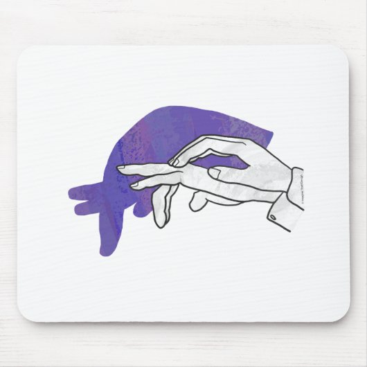 Tapis De Souris Silhouette de main Fourmilier Violet (Devant)