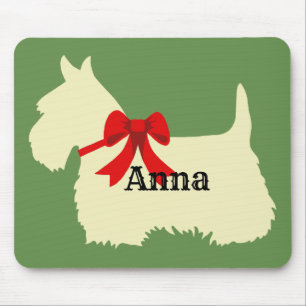 Tapis De Souris silhouette de Scottish Terrier roux, vert de l'île