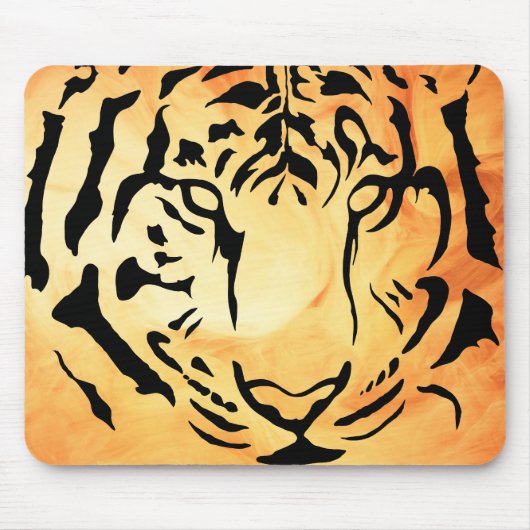 Tapis De Souris Silhouette de tigre noir et blanc (Devant)