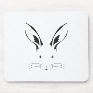 Tapis De Souris Silhouette de visage de lapin