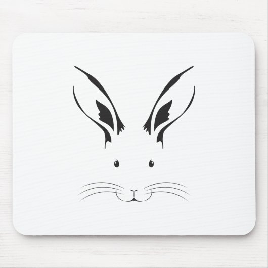 Tapis De Souris Silhouette de visage de lapin (Devant)