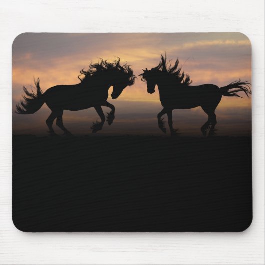 Tapis De Souris Silhouette des chevaux sauvages (Devant)
