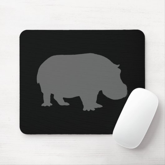 Tapis De Souris Silhouette d'hippo gris (Avec souris)