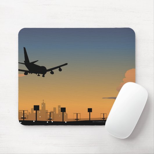 Tapis De Souris Silhouette d'un avion en vol (Avec souris)