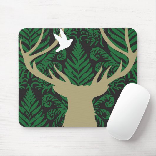 Tapis De Souris Silhouette d'un cerf commun, d'une colombe et (Avec souris)