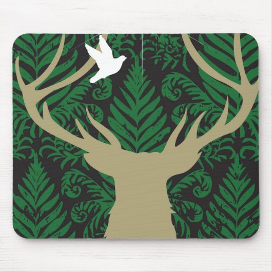 Tapis De Souris Silhouette d'un cerf commun, d'une colombe et (Devant)
