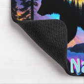 Tapis De Souris Silhouette d'un ours montrant le paysage naturel (Coin)