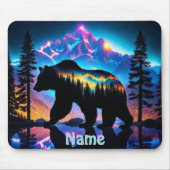 Tapis De Souris Silhouette d'un ours montrant le paysage naturel (Devant)