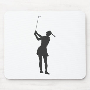 Tapis De Souris Silhouette d'une femme jouant au golf